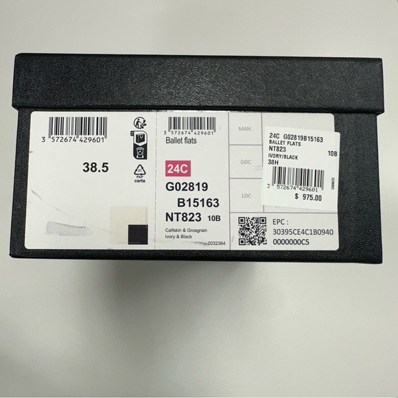 CHANEL Lambskin Grosgrain Cap Toe CC Ballerina Flats in Ivory/Black - Picture 7 of 8